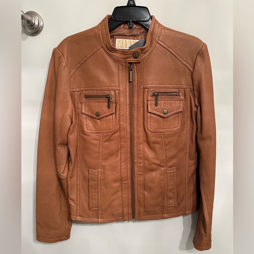Michael Kors leather moto jacket size large